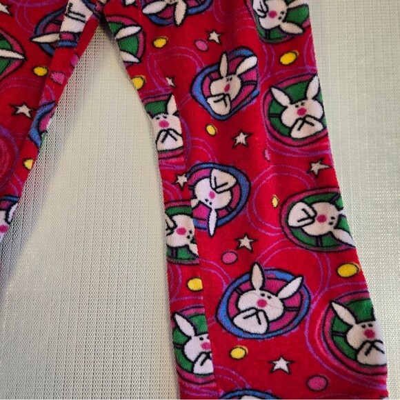 Women’s Red Y2K Happy Bunny Jim Benton Fluffy Pajama Lounge Pants Size Medium - Picture 3 of 9